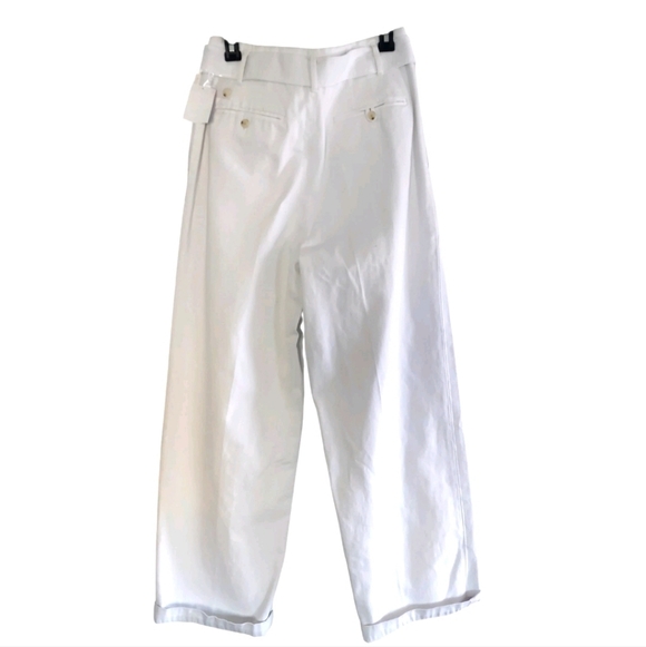 Polo Ralph Lauren Womens Pants Size 8 White Belted Wide Leg Denim - Picture 4 of 9